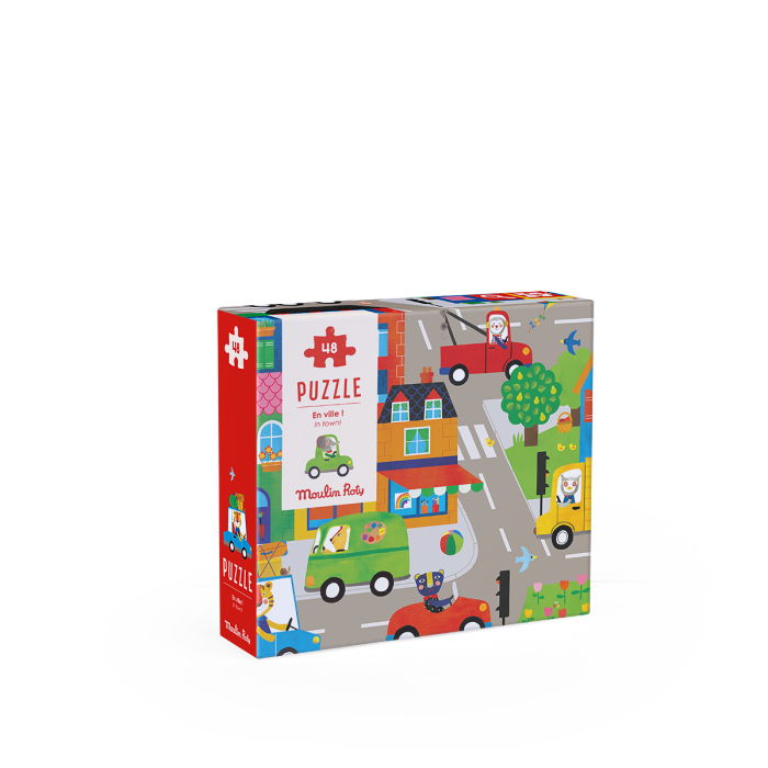 Puzzle En ville 48 pcs Les Popipop - Moulin Roty