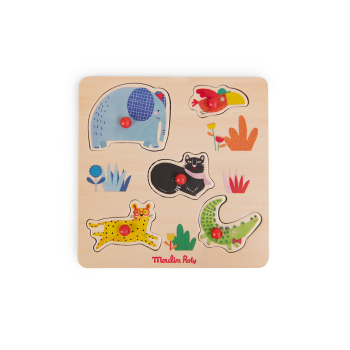 Puzzle encastrable en bois Animaux Les Toupitis Moulin Roty